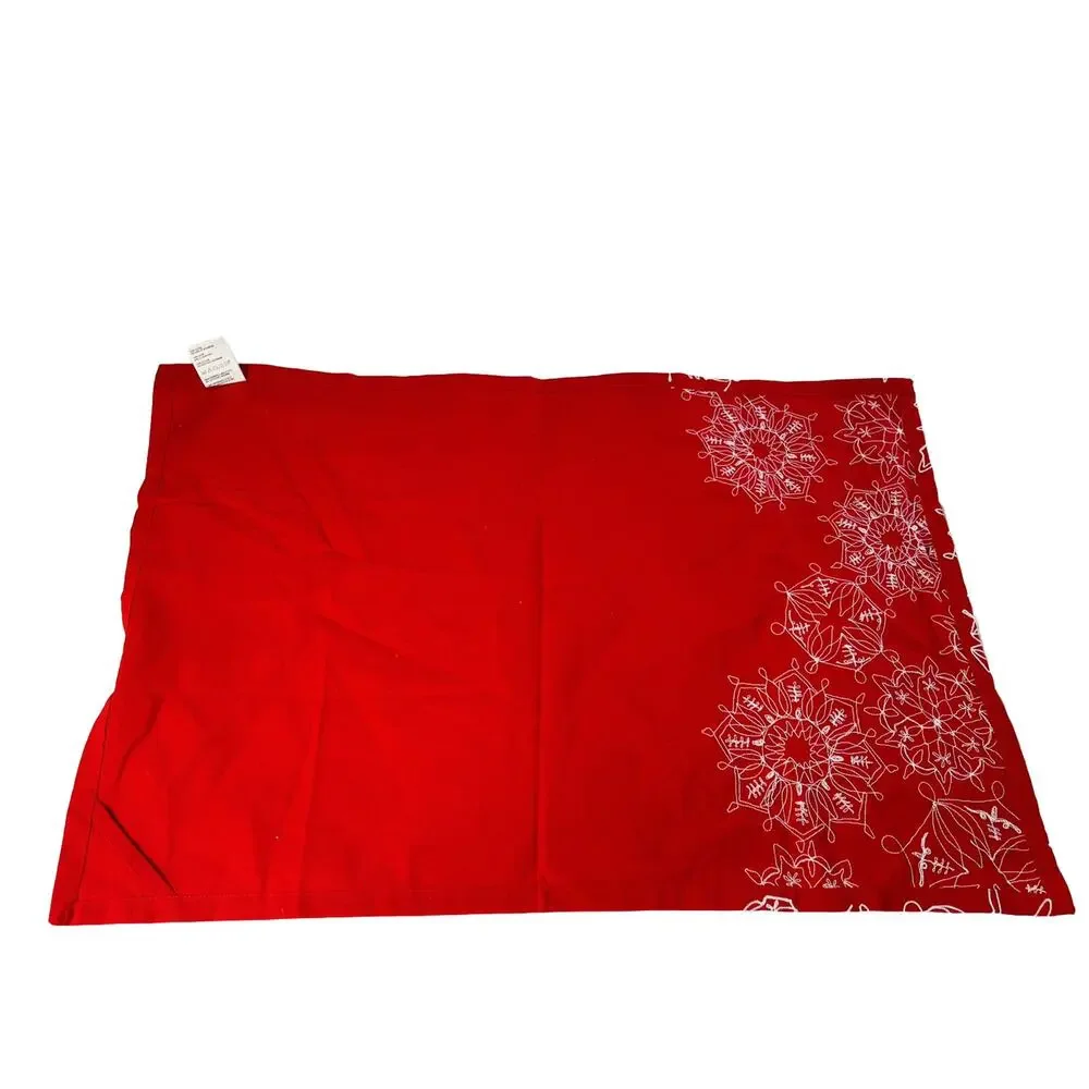 Crate & Barrel Christmas Snowflake Edge Dish Towels 20x30 Bundle Set Of 2